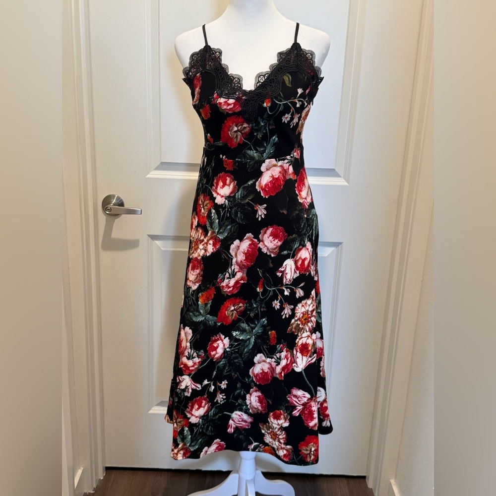 NWT Anthropologie Foxiedox Autumnal Floral Lace Slip Dress